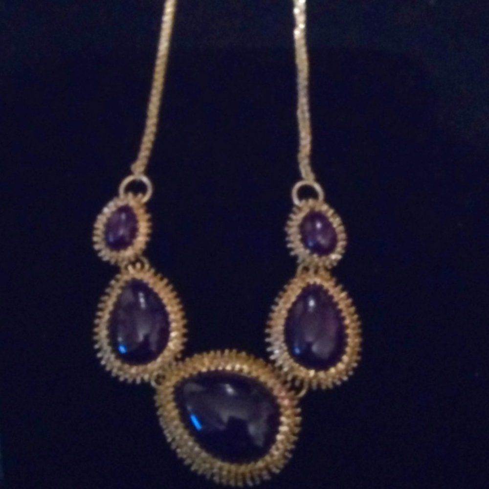 Gold Plated Purple Stone Necklace